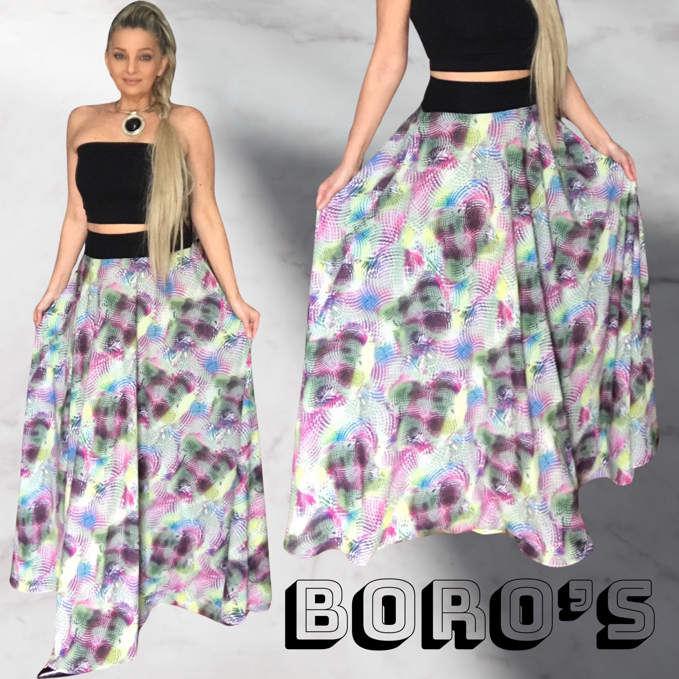 Dlouhá letní sukně - maxi sukně multicolor BOROS SK-L-MC02